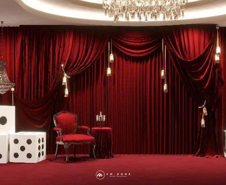 The Velvet Realm: Đột Phá Ý Tưởng Sự Kiện Tết Với Đỏ Nhung & Phong Cách Casino Art 